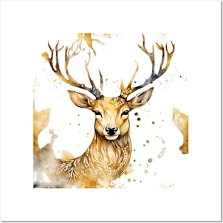 watercolor deer Posters and Art